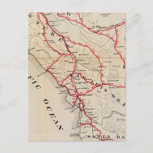 San Benito, Fresno, Monterey, San Luis Obispo Vykort (Framsida)