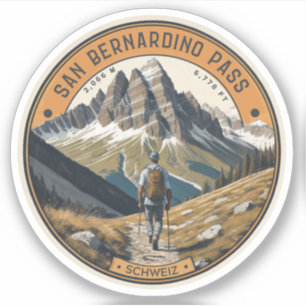 San Bernardino bergspass de schweiziska alperna Klistermärken