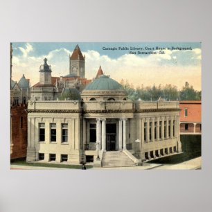 San Bernardino CA för Carnegie bibliotek vintage Poster