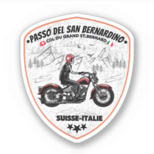 San Bernardino Pass på motorcykel schweiziska apls Klistermärken