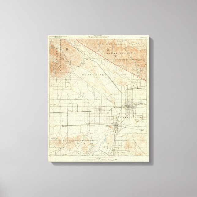 San Bernardino quadrangle som visar San Andreas Ri Canvastryck (Framsida)