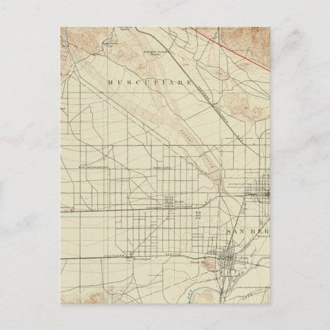 San Bernardino quadrangle som visar San Andreas Ri Vykort (Framsida)