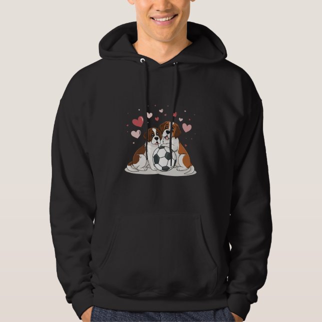 San Bernardo with soccer ball for Valentine's Day Hoodie (Framsida)