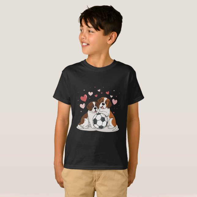 San Bernardo with soccer ball for Valentine's Day T Shirt (Hel framsida)