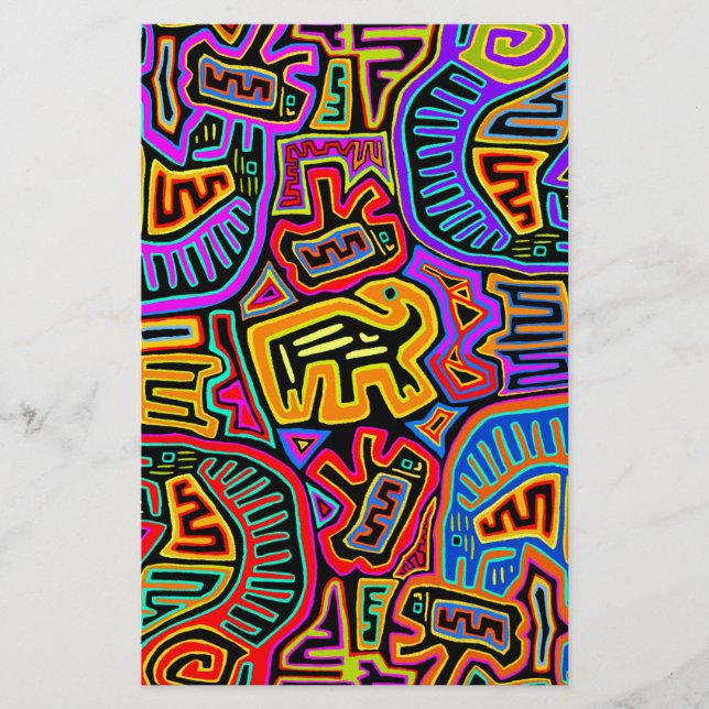 San Blas Island Mola Collage Brevpapper (Framsida)