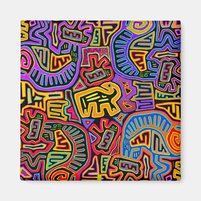 San Blas Island Mola Collage Magnet (Framsidan)
