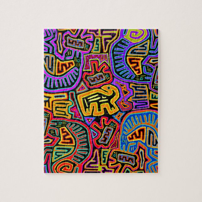 San Blas Island Mola Collage Pussel (Vertikal)