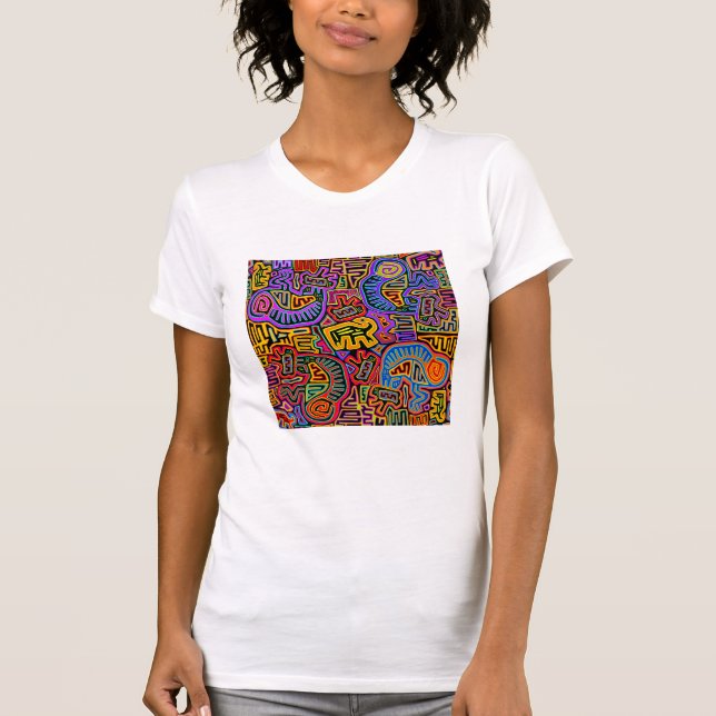 San Blas Island Mola Collage T Shirt (Framsida)