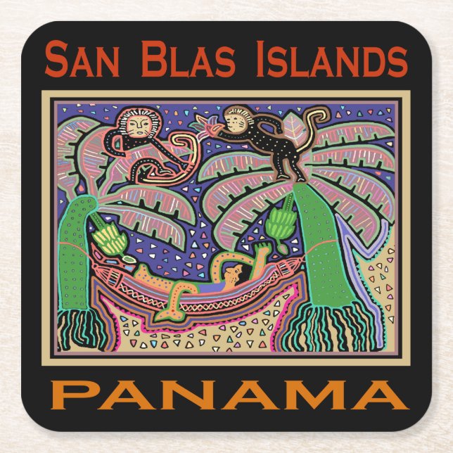 San Blas Islands Panama Mola Underlägg Papper Kvadrat (Framsidan)