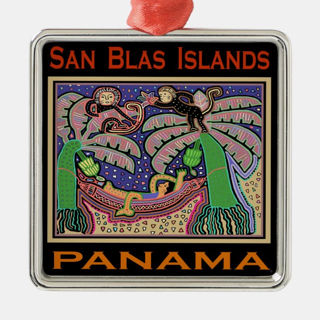 San Blas-öarna Panama Mola Julgransprydnad Metall (Framsidan)