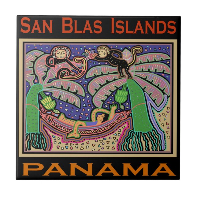 San Blas-öarna Panama Mola Kakelplatta (Framsidan)