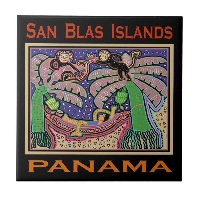San Blas öarna Panama Mola Kakelplatta (Framsidan)