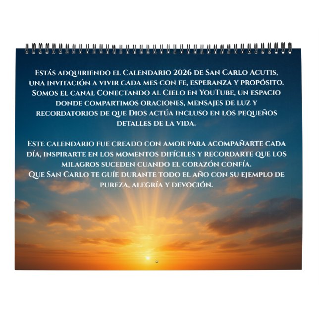 SAN CARLO ACUTIS - 2026 CALENDAR KALENDER (Baksida)