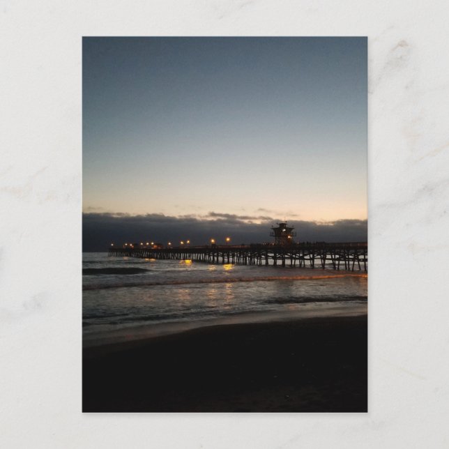 san clemente brygga natt tid hav california vykort (Framsida)