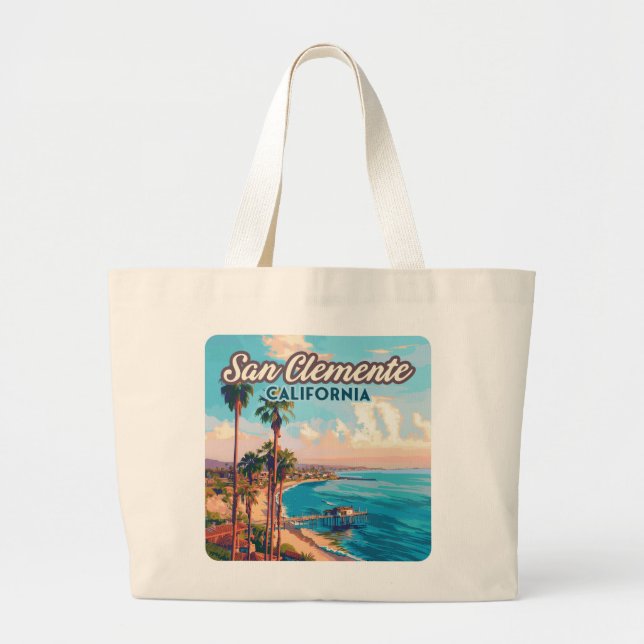 San Clemente California Beach Orange County Retro Jumbo Tygkasse (Framsidan)