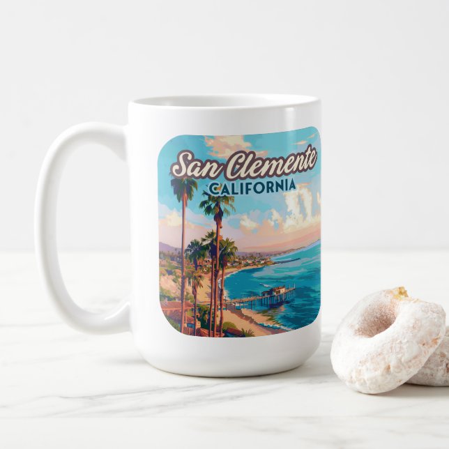 San Clemente California Beach Orange County Retro Kaffemugg (Med munk)