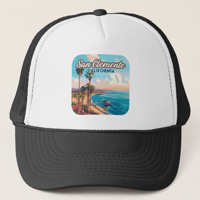 San Clemente California Beach Orange County Retro Keps (Framsida)