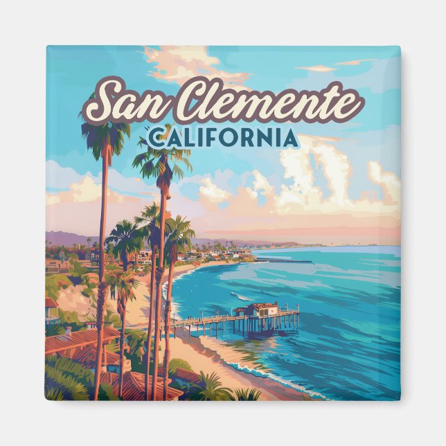 San Clemente California Beach Orange County Retro Magnet (Framsidan)