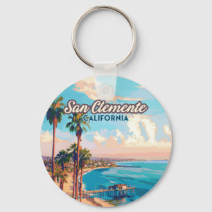 San Clemente California Beach Orange County Retro Nyckelring