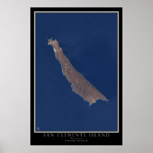 San Clemente Island California Satellite Karta Poster