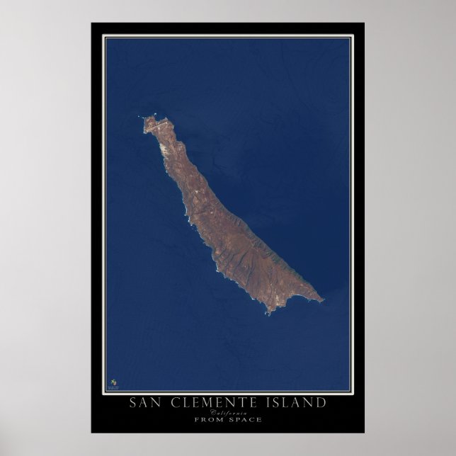 San Clemente Island California Satellite Karta Poster (Framsidan)
