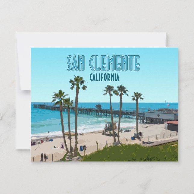 San Clemente Pier Beach California Flat Card (Framsida)