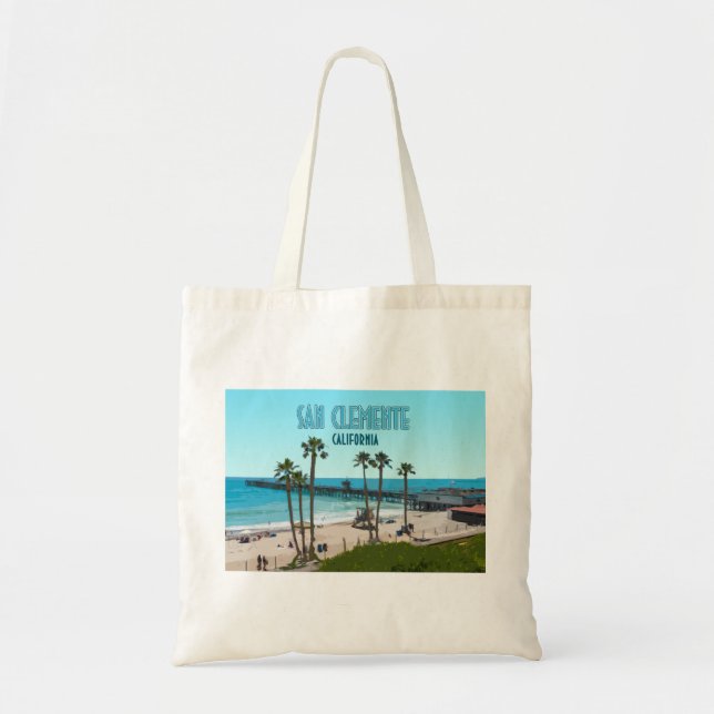 San Clemente Pier Beach California Vintage Tygkasse (Framsidan)