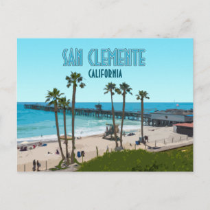San Clemente Pier Beach California Vintage Vykort