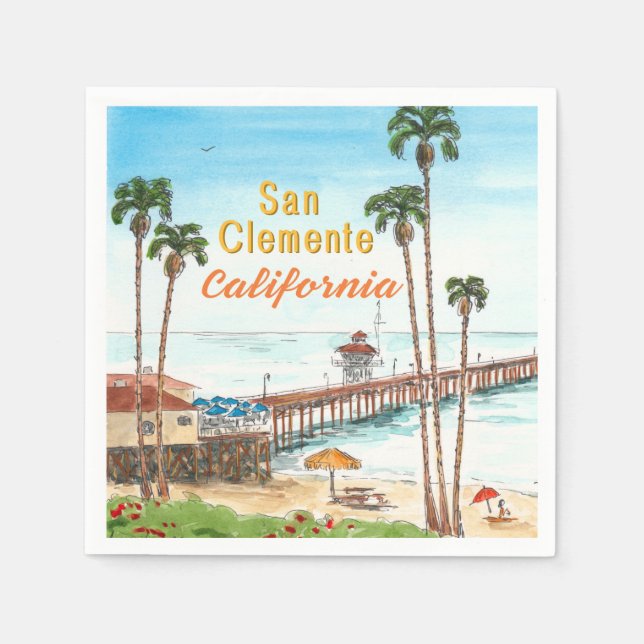 San Clemente Pier California  Pappersservett (Framsidan)