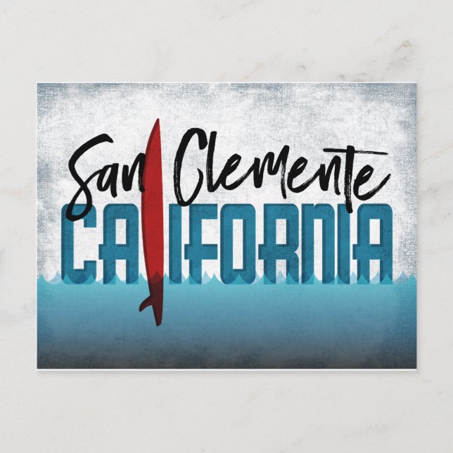 San Clemente Postcard California Surfboard Vykort (Framsida)