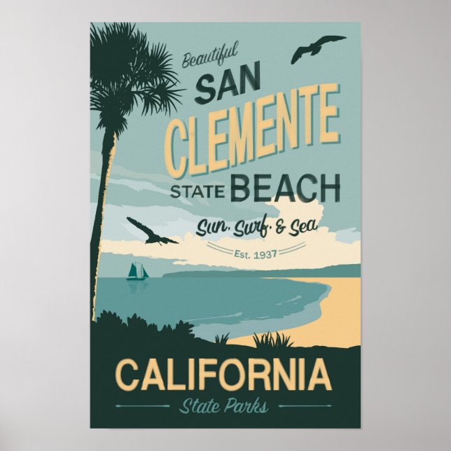 San Clemente State Beach Travel Poster (Framsidan)