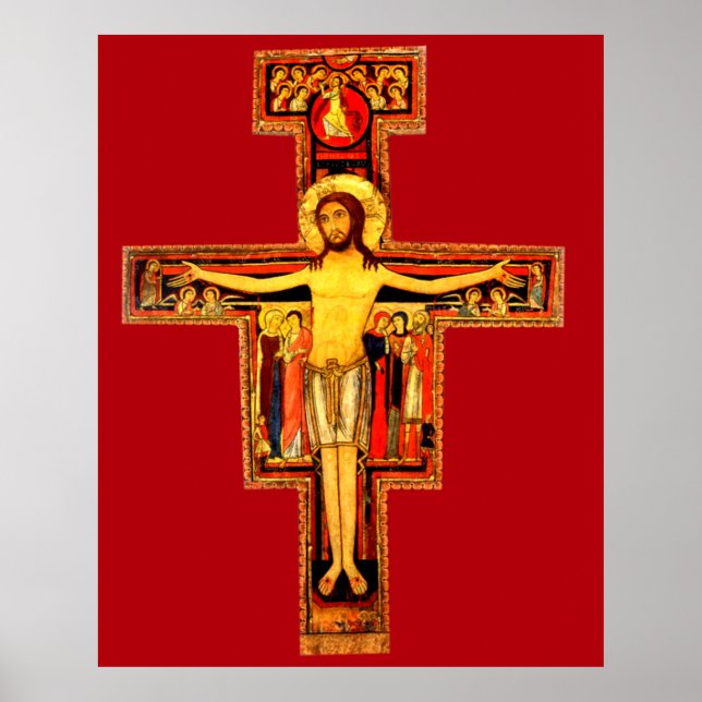 San Damiano Red Crucifix Poster Extra Large (Framsidan)