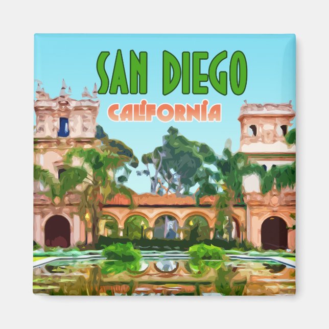 San Diego Balboa Park California Vintage Magnet (Framsidan)