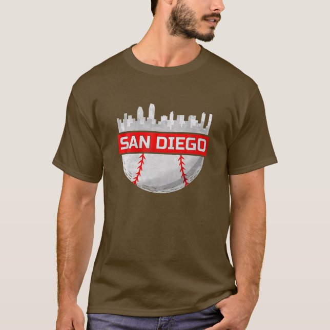 San Diego Baseball City Skyline T Shirt (Framsida)