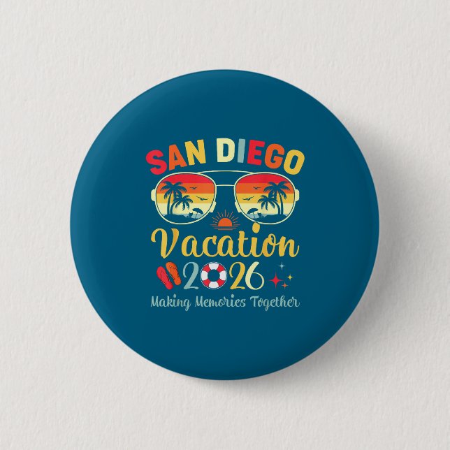 San Diego Beach Ca Semester Grafisk Konst Knapp (Framsida)