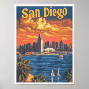 San Diego Beach California USA Art Vintage resor Poster