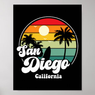 San Diego Beach Kalifornien Surfing Surfar Souveni Poster