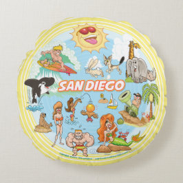 San Diego Beach Life Rund Kudde