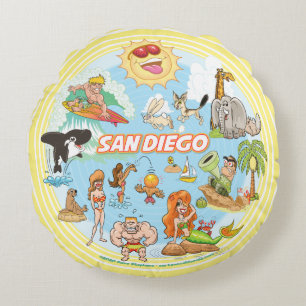 San Diego Beach Life Rund Kudde