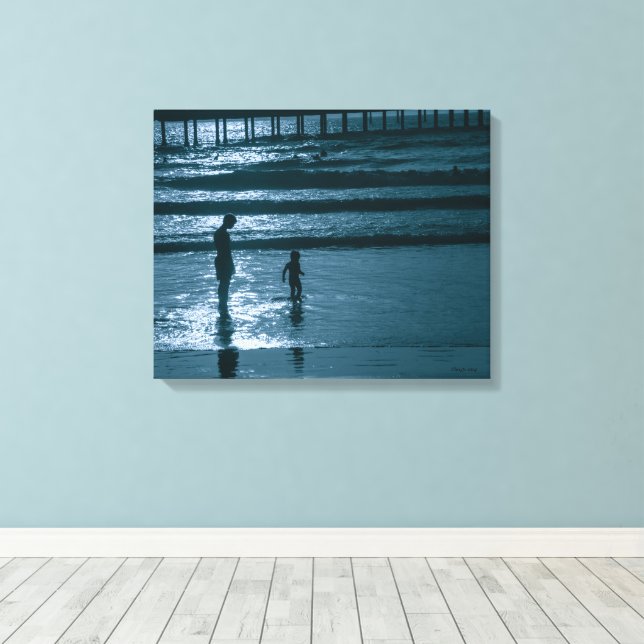 San Diego Beach Silhouette Beach Kids Canvastryck (Insitu (trägolv))