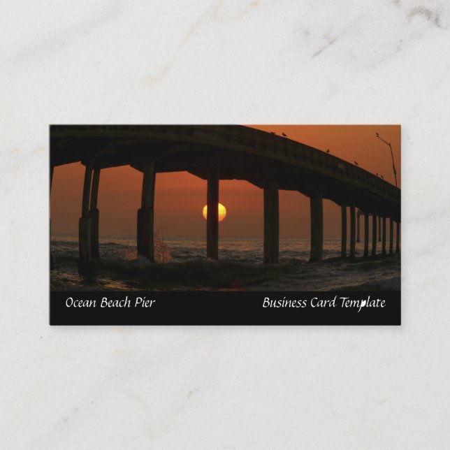 San Diego Beach Sunset Ocean Beach Pier Visitkort (Framsida)