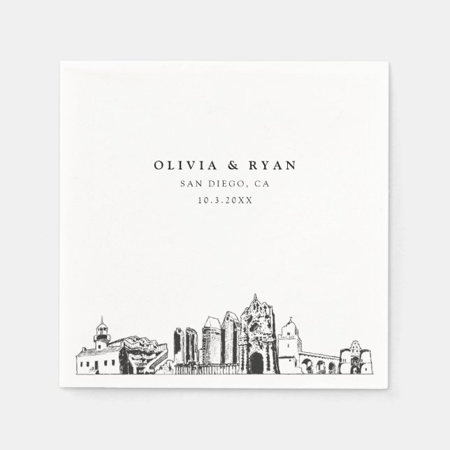 San Diego Bröllop minimalist Papper Pappersservett (Framsidan)