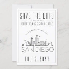 San Diego Bröllop | Stiliserad Siluett Spara Datum Inbjudningar