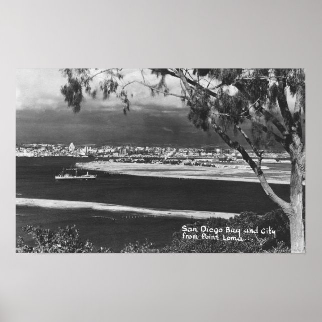 San Diego, CA Bay och City från Point Loma Poster (Framsidan)