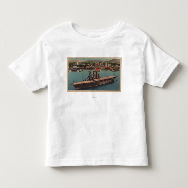 San Diego CA - beskåda U.S.-marinhangarfartyget T Shirt (Framsida)