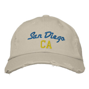 San Diego CA Blue och Gult Vintage Stil Broderad Keps