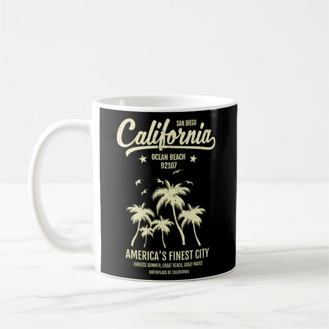 San Diego Ca California Ocean Beach 92107 Vacation Kaffemugg (Vänster)