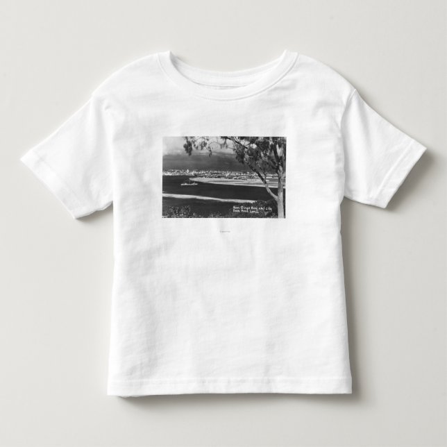 San Diego, CA-fjärden och staden från pekar Loma Tee Shirt (Framsida)