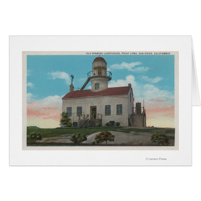 San Diego, CA - Gamla spanska fyr på Hälsningskort (Framsidan Horizontal)