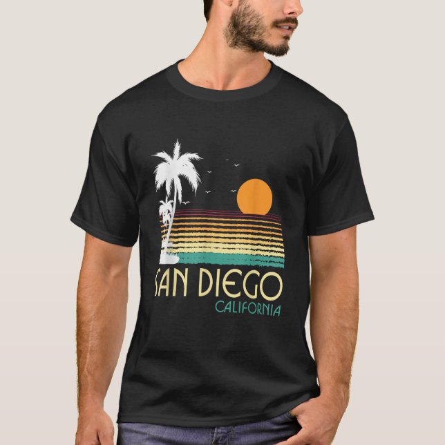San Diego CA Handflatan Träd California Souvenir R T Shirt (Framsida)
